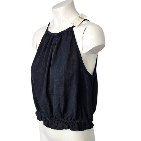 Anthropologie Pilcro Cropped Linen Blend Halter Top in Black, Size Small, NWT - Picture 10 of 10